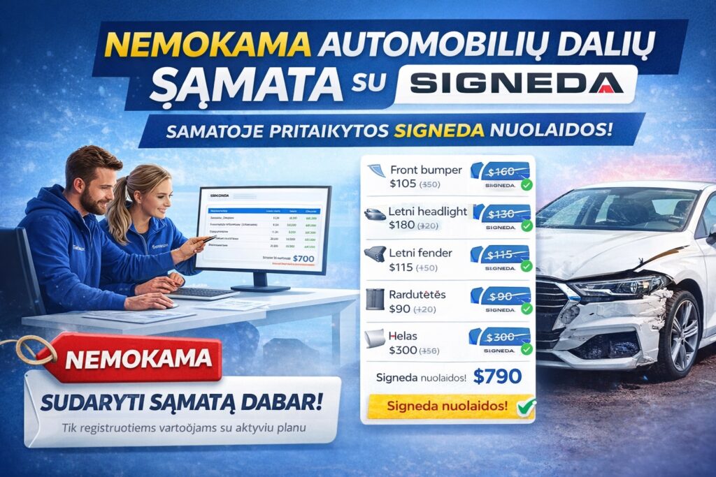 Automobilio dalių sąmata pagal nuotraukas – nemokama funkcija USAutoImport platformoje su Signeda