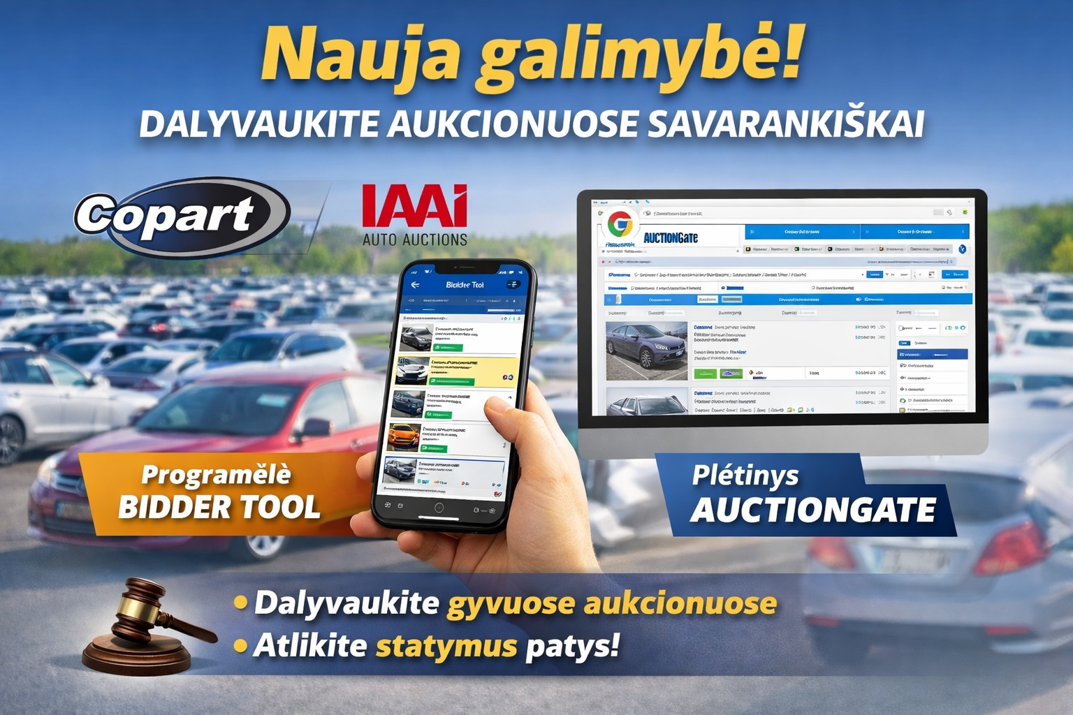 Dalyvavimas Copart ir IAAI aukcionuose per Bidder Tool ir AuctionGate – USAutoImport.lt