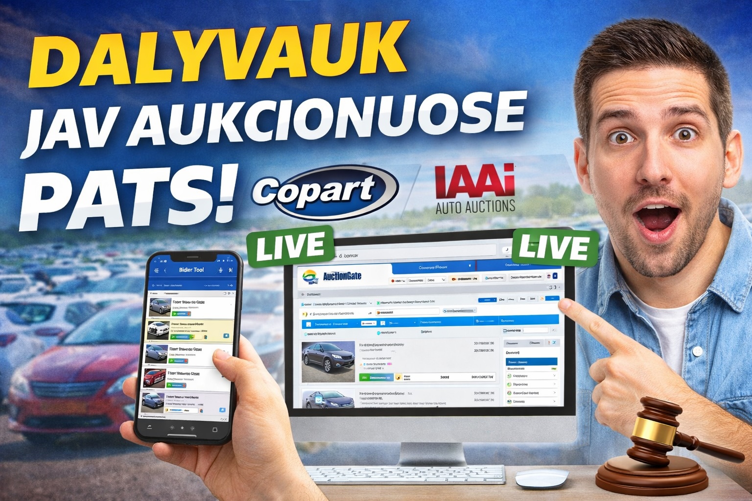 Dalyvaukite Copart ir IAAI automobilių aukcionuose patys – USAutoImport.lt